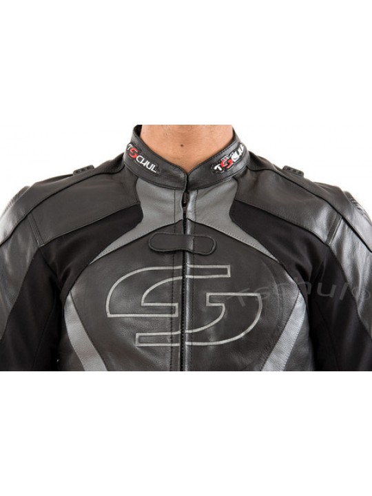 Geaca moto piele Tschul "Carbon" Silver Grey Geaca moto piele Tschul "Carbon" Silver Grey